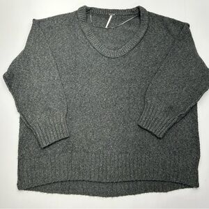 Free People Oversized Charcoal Crew Neck Sweater Women’s S CASUAL